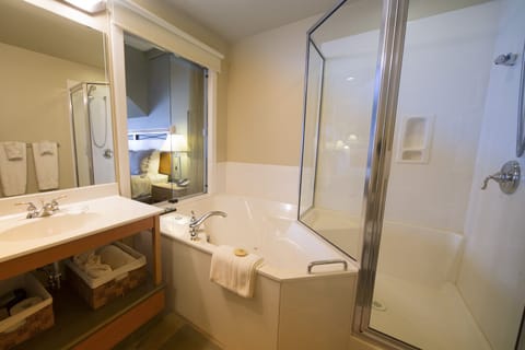 Deluxe Studio Suite, 1 King Bed, City View | Bathroom | Free toiletries, hair dryer, bathrobes, towels