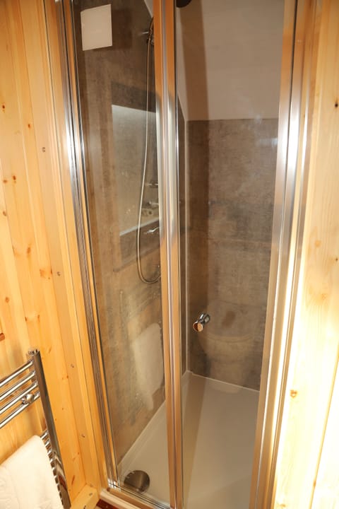 Luxury Cabin | Bathroom | Shower, free toiletries, hair dryer, towels