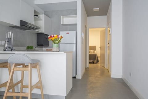 Apartment (1A) | Private kitchen | Full-size fridge, oven, electric kettle, cookware/dishes/utensils