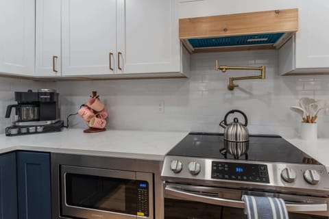 The stove has a pot filling faucet so you do not have to carry around a pot of water.