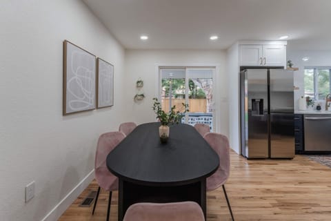 The sliding door leads to the backyard fun!