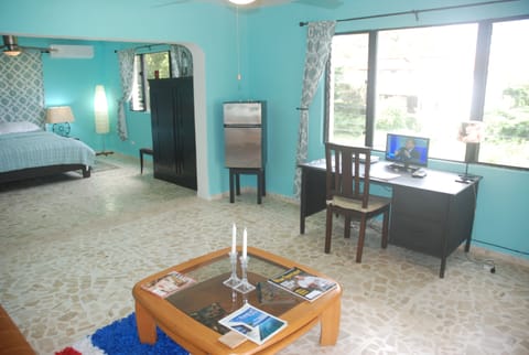 Suite, Bathtub, Ocean View | Living room | Flat-screen TV