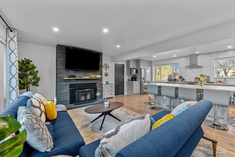 Living Room - Smart TV and Fireplace - Sofa Bed