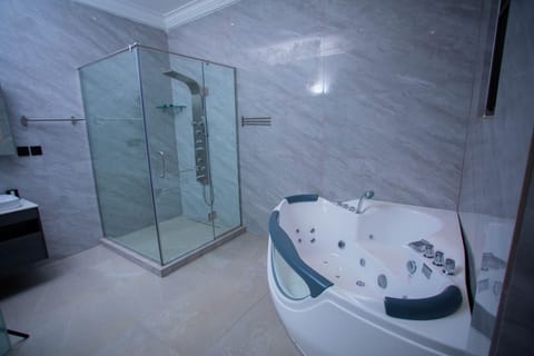 Apartment | Bathroom | Separate tub and shower, rainfall showerhead, designer toiletries