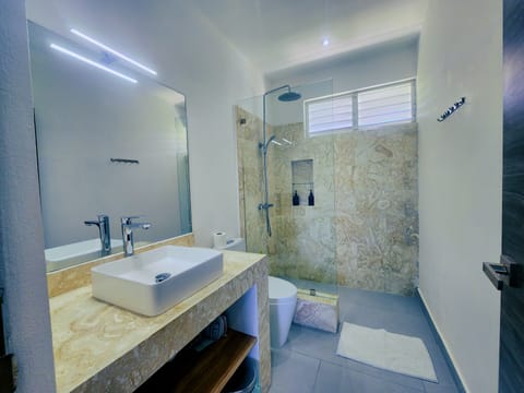 Business Suite, 1 King Bed, Pool Access, Ocean View | Bathroom | Shower, hair dryer, bidet, towels