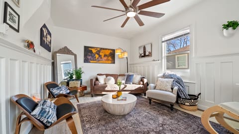 High Ceiling Living Room, With Sofa, Various Seating Options, Good Lighting