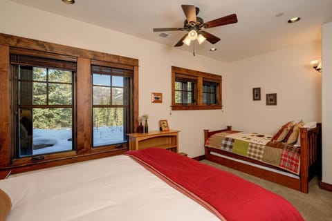 Indoors, Ceiling Fan, Door, Window, Bed