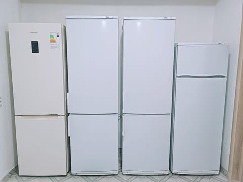 Fridge, microwave, electric kettle