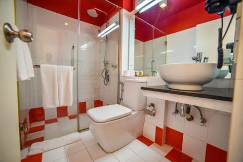 Deluxe Room with Sea View | Bathroom amenities | Hair dryer, towels