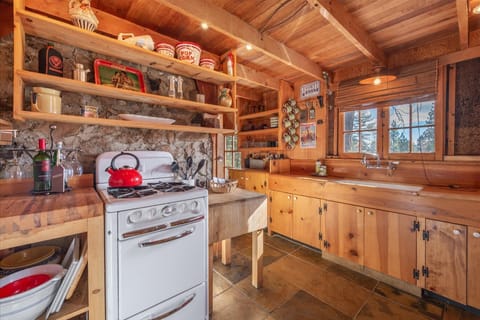 Classic Cabin, 1 Queen Bed, Fireplace, Partial Lake View | Private kitchen