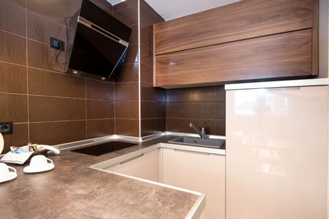 Premier Apartment, 1 Bedroom, Accessible, Terrace | Private kitchenette | Stovetop, highchair