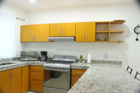 Apartment | Private kitchen | Full-size fridge, microwave, griddle, cookware/dishes/utensils