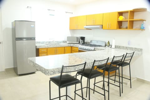 Apartment | Private kitchen | Full-size fridge, microwave, griddle, cookware/dishes/utensils