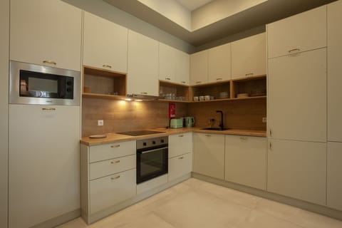 Apartment | Private kitchen | Fridge, microwave, oven, stovetop