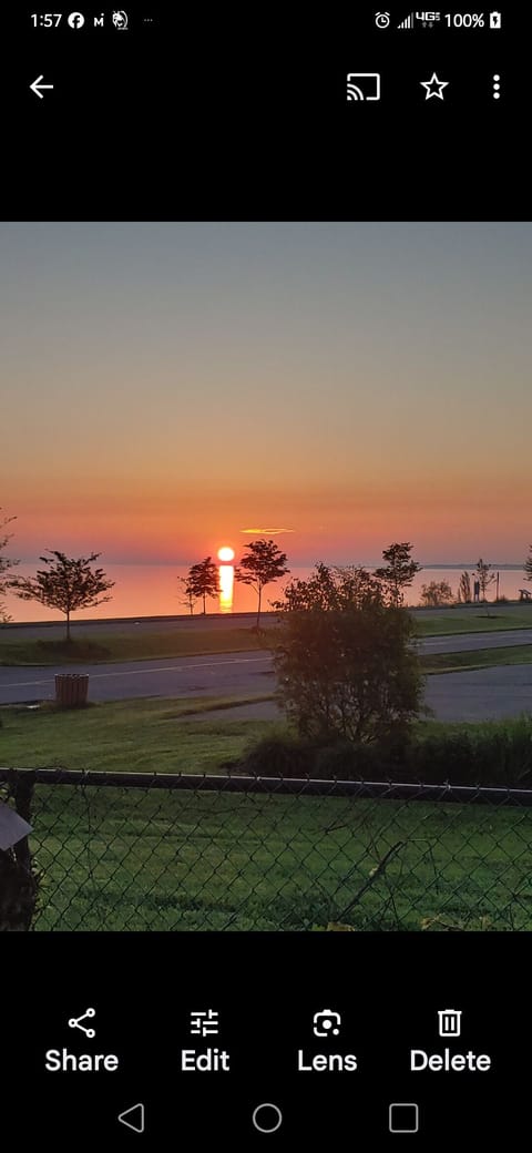morning sunrise off 10 x 20 deck with gas grill and seating. 