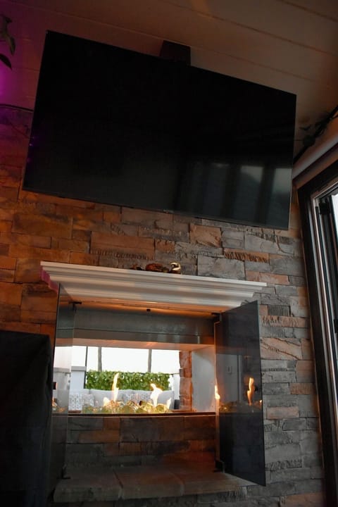 Indoor fireplace tv area