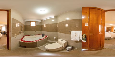Superior Suite | Bathroom | Combined shower/tub, rainfall showerhead, hair dryer, towels