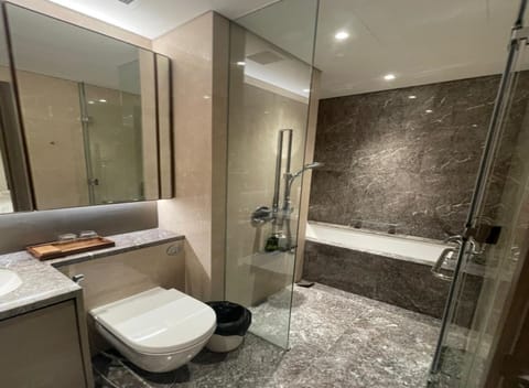 Presidential Suite, 2 Bedrooms, Business Lounge Access | Bathroom | Separate tub and shower, hydromassage showerhead, designer toiletries