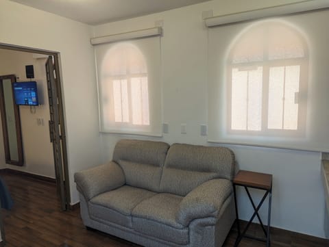 Business Apartment | Living area | 32-inch Smart TV with digital channels, heated floors, smart speakers