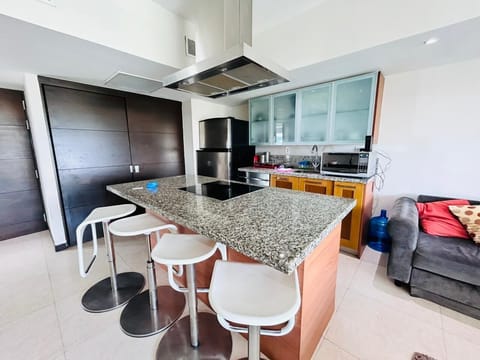 Deluxe Apartment, 2 Bedrooms, Balcony, City View | Private kitchen | Microwave, toaster, blender