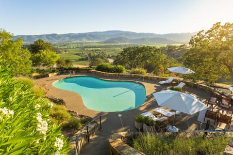 Seasonal outdoor pool, pool umbrellas, sun loungers