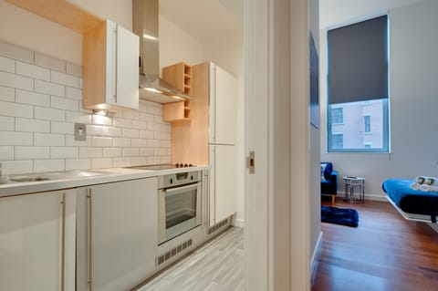 City Apartment | Private kitchen | Fridge, microwave, oven, stovetop