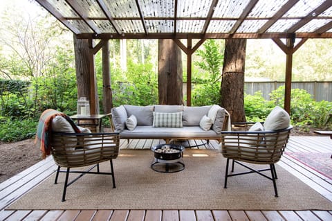 The back deck is a great place to read a book and enjoy the sounds of nature.