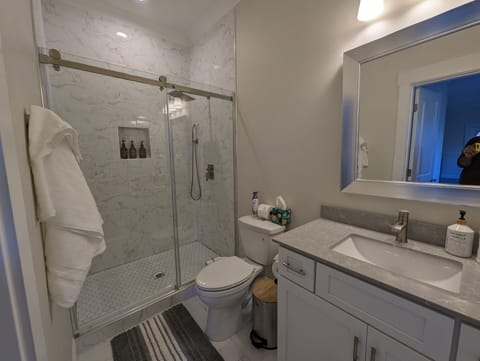 Executive Suite | Bathroom | Shower, hair dryer, bidet, towels