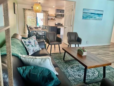 The west facing living room has loads of natural light beaming through the house
