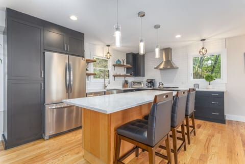 Sleek style meets culinary charm in this stainless haven.