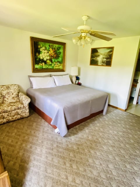 Deluxe Double Room, 1 King Bed, Kitchenette, Mountain View | Living area | 32-inch flat-screen TV with cable channels