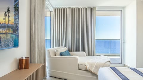Panoramic Condo, 2 Bedrooms, Sea View | Living area | Heated floors