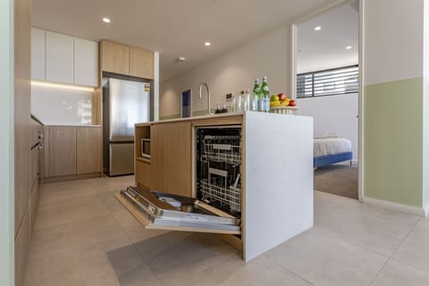 Premium Apartment, 2 Bedrooms, Sea View | Private kitchen | Full-size fridge, microwave, oven, stovetop