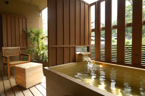 Japanese Western Style Room, For 3 People, Private Open-Air Bath | Bathroom | Separate tub and shower, deep soaking tub, free toiletries, hair dryer