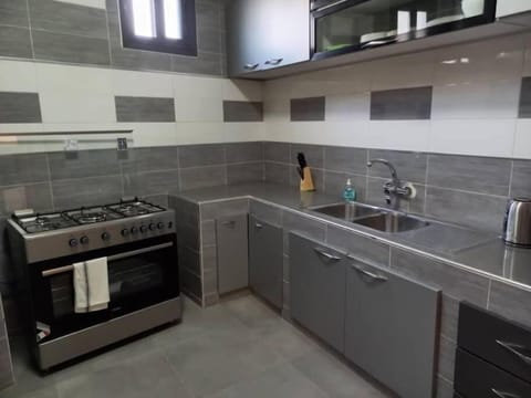 Exclusive Apartment | Private kitchen | Full-size fridge, microwave, oven, stovetop