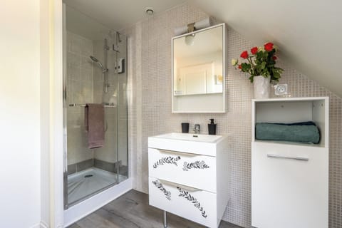 Tic Tac Room | Bathroom | Hair dryer, towels, soap, shampoo