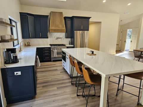 Large kitchen island and modern appliances