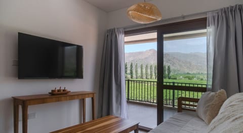 Deluxe Apartment, 1 Bedroom, Balcony, Vineyard View | Living area | Flat-screen TV