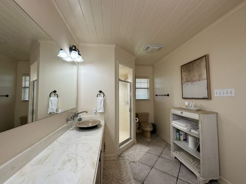 King Bathroom with double sinks.