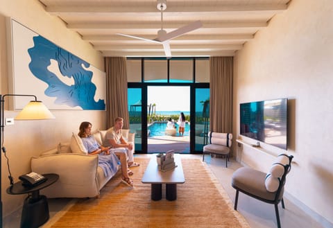 Two Bedroom Ocean View Villa | Premium bedding, down comforters, memory foam beds, minibar