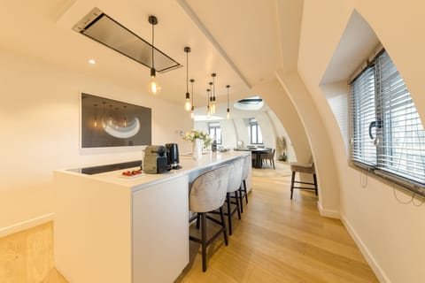 Panoramic Suite | Private kitchen | Full-size fridge, microwave, oven, stovetop