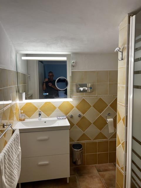 Twin Room, Ensuite, Pool View (Bleue) | Bathroom | Shower, rainfall showerhead, hair dryer, bathrobes