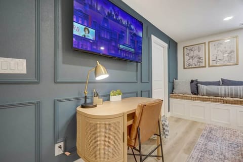 Work and Play, All in One Place! A Dedicated Desk and Smart TV Await You, Where You Can Get Things Done and Enjoy Your Favorite Netflix Shows.