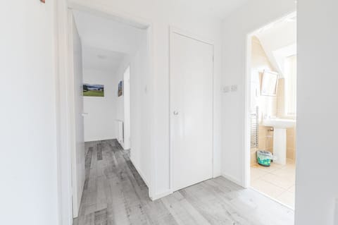 Hallway and bathroom