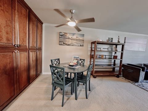 Enjoy meals or game nights around a brand-new dining table that comfortably seats four