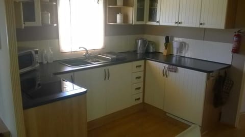 Cabin | Private kitchen | Fridge, microwave, oven, stovetop