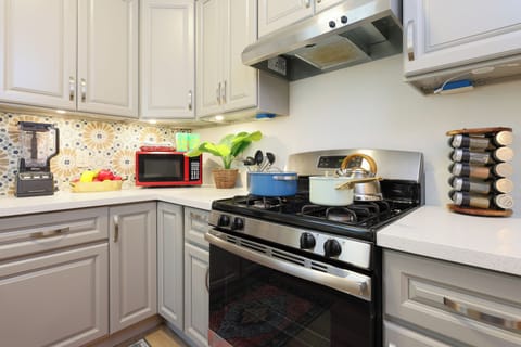 Clean and bright kitchen space.