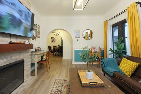 This space seamlessly connects the dining and living areas.
