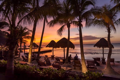 Private beach, white sand, sun loungers, beach towels