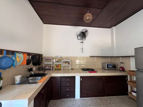 Oven, toaster, blender, cleaning supplies